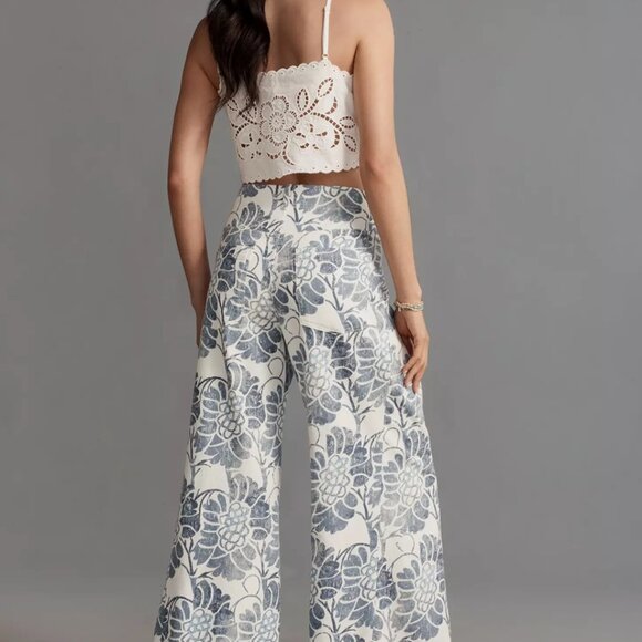 The Adi Printed Linen Mid-Rise Flare Pants by Pilcro Size 29  LIKE NEW - Picture 4 of 7